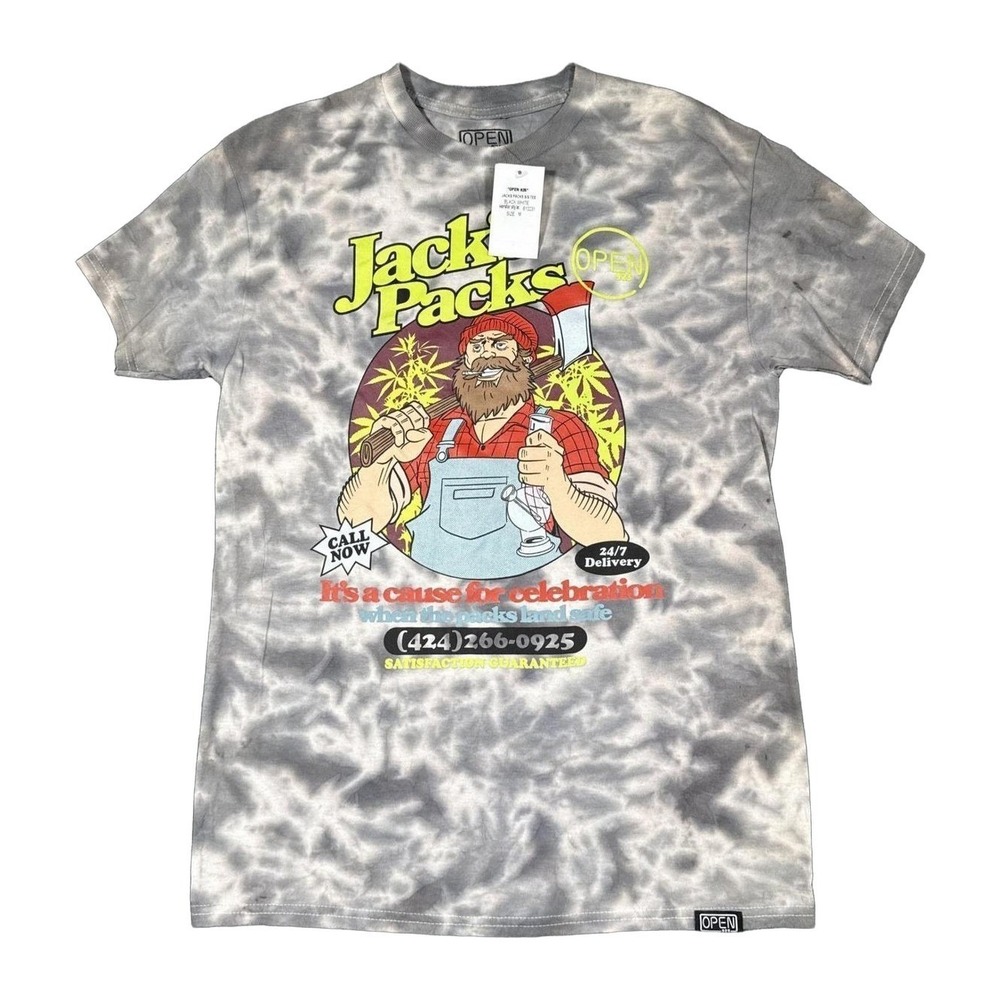 Open 925 Jacks Packs Tie Dye Graphic T-Shirts Mens Medium Gray NWT